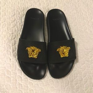 Black versace slide, size 10.